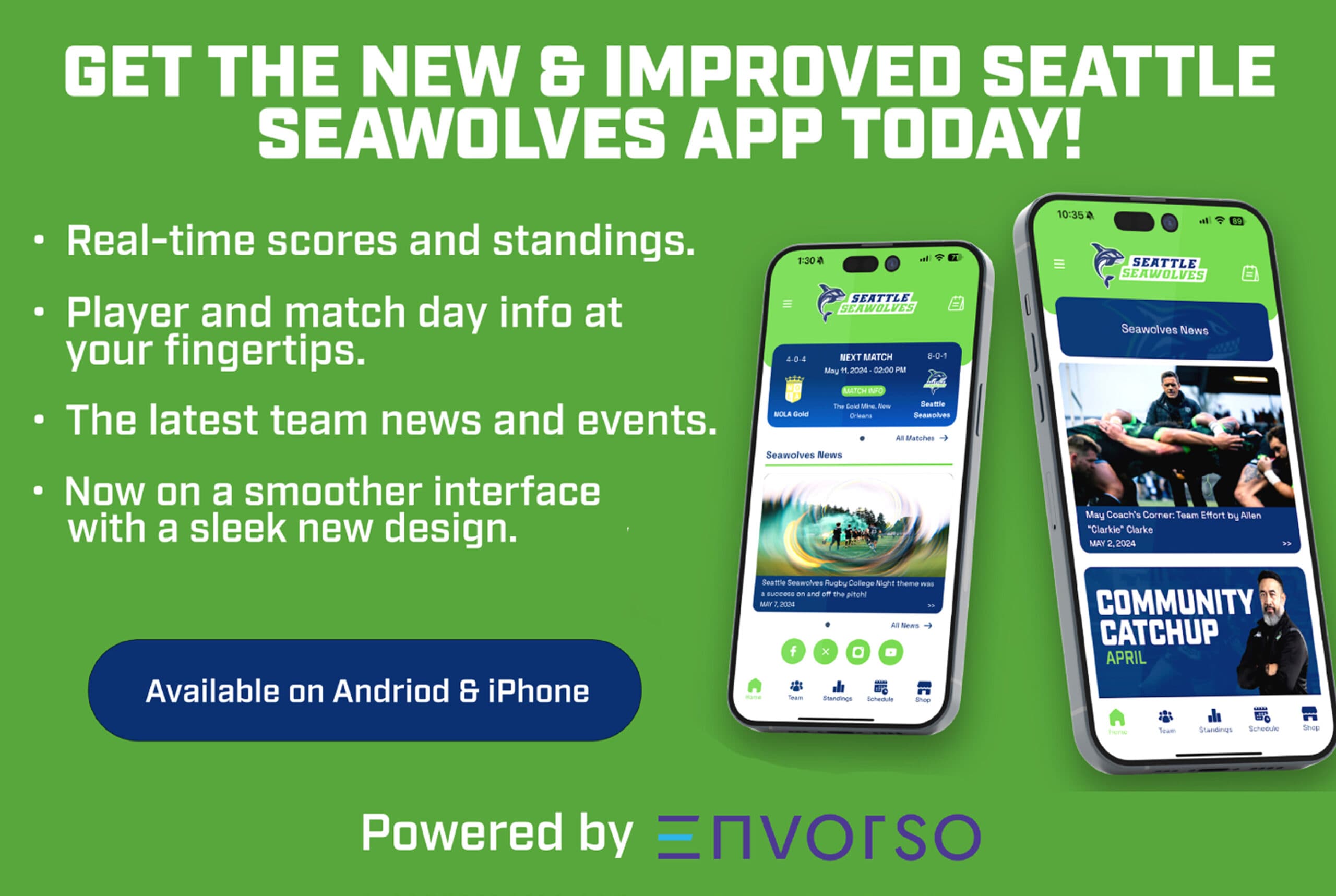 Download the New Seattle Seawolves App Today! Powered by Envorso